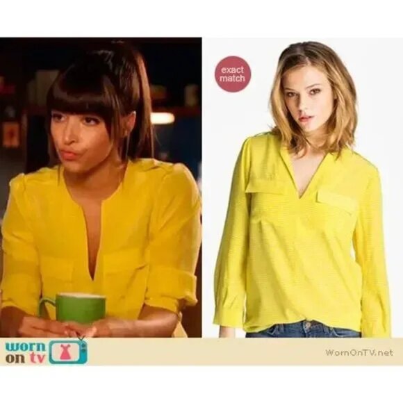 Joie 100% Silk Marlo Yellow & White Print Long Sleeve Blouse - Size S - Picture 2 of 5